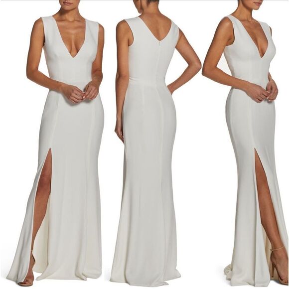 Dress the Population Sandra Plunge Crepe Trumpet Gown - Picture 10 of 10